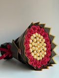 Bouquet fleurs rouges & ferrero